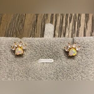 SALE!!! Gold Plated Fire Opal and CZ Paw Prints ❤️